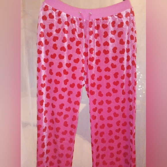 Sugar Thrillz Pink Heart Velvet Pant - Picture 2 of 4